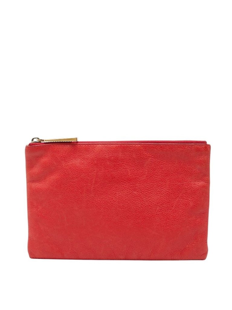 Fendi Pouch Red Brown Leather